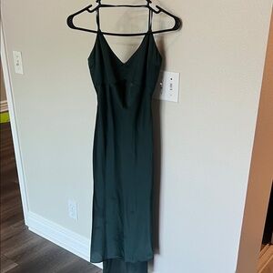 Abercrombie & Fitch Dark Green Satin Midi Dress
